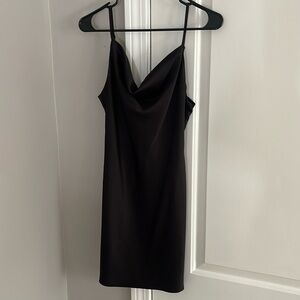 Urban Outfitters black cowl neck silky dress